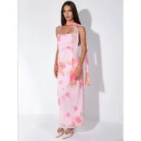 Hiccups for Kids Geprinte Tulle Midi-jurk met Sjaaldetail