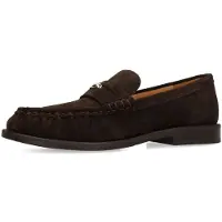 Manfield - Dames - Bruine suède loafers - Maat 37