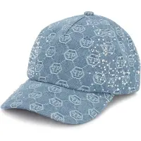 Philipp Plein Denim Baseball Cap Monogram Strass