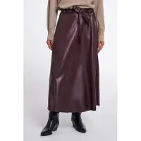 Rino & Pelle Chelsea.7502611 rino en pelle faux leather skirt with belt chocolate bean