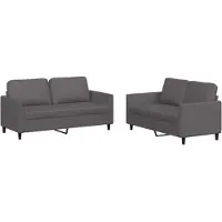vidaXL 2-delige Loungeset met kussens kunstleer grijs