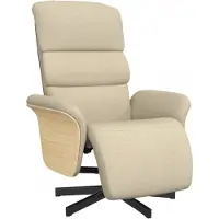 vidaXL Fauteuil verstelbaar met voetensteun stof crèmekleurig