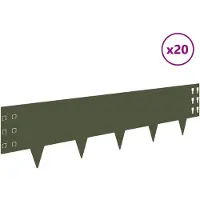 vidaXL Grasmaaiersiering, 20 stuks, 100 x 25 cm, staal, olijgroen