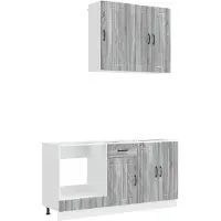 vidaXL Keukenblok LUCCA 5 st Grijs Sonoma Bewerkt hout
