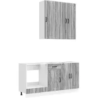 vidaXL Keukenblok LUCCA 5 st Grijs Sonoma Bewerkt hout