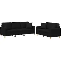 vidaXL 2-delige Loungeset met kussens stof zwart