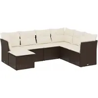 vidaXL 7-delige Loungeset met kussens poly rattan bruin