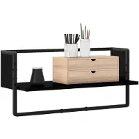vidaXL Wandplank Zwart eiken 65 x 25 x 30 cm metaal PB