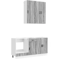 vidaXL Keukenelement PORTO, 5 stuks, grijs Sonoma, houtfineer
