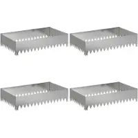 vidaXL Gazonrand 4 st 100 x 60 x 20 cm Staal Zilverkleurig