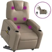 vidaXL Sta-op-massagestoel elektrisch kunstleer cappuccinokleurig