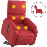 vidaXL Sta-op-massagestoel elektrisch kunstleer rood