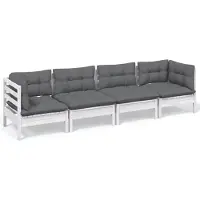 vidaXL 4-delige loungeset voor de tuin met kussens, gemaakt van massief grenenhout