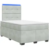 vidaXL Boxspringbed met matras, lichtgrijs, 120 x 190 cm, fluweel