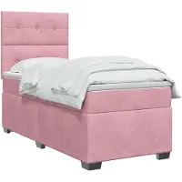 vidaXL Boxspringbed met matras met hoofdeinde Roze 90 x 200 cm Fluweel