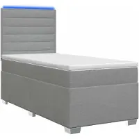 vidaXL Boxspringbed met matras, lichtgrijs, 100 x 200 cm, gestoffeerd