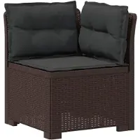 vidaXL 4-Persoons Tuinbank met Kussens Rieten Look PP Bruin