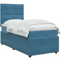 vidaXL Boxspringbed met matras en hoofdeinde, blauw, 100 x 200 cm, fluweel