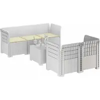 vidaXL 5-Zits Tuinbank met Kussens Rattanlook PP Wit