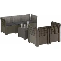 vidaXL 5-Zits Tuinbank met Kussens Rattanlook PP Lichtgrijs
