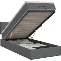 vidaXL Ottoman bed met matras, donkergrijs, 90 x 200 cm, gestoffeerd