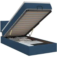 vidaXL Ottoman bed met matras met hoofdeinde Blauw 90 x 190 cm Stof