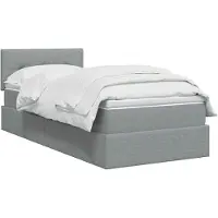 vidaXL LED-bed met opbergruimte en matras, lichtgrijs, 100 x 200 cm, met stoffen bekleding