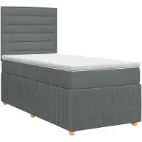 vidaXL Boxspringbed met matras met hoofdeinde Donkergrijs Enkel Stof