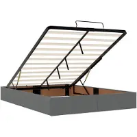 vidaXL Ottomanbed met matras en LED-verlichting, donkergrijs, 160 x 200 cm, stof