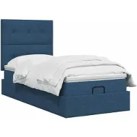 vidaXL Ottoman bed met matras met hoofdeinde Blauw 90 x 190 cm Stof