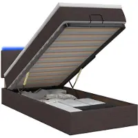 vidaXL Ottomanbed met matras en LED-verlichting, donkerbruin, 100 x 200 cm