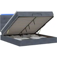 vidaXL Ottomanbed met matras en LED-verlichting, donkergrijs, 140 x 190 cm, fluweel