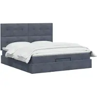 vidaXL Ottomanbed met matras en LED-verlichting, donkergrijs, 140 x 190 cm, fluweel
