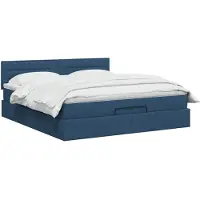 vidaXL Ottoman bed met matras met hoofdeinde Blauw 140 x 200 cm Stof