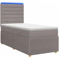 vidaXL LED boxspringbed met matras, taupe, 100 x 200 cm, gestoffeerd