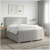 vidaXL Boxspringbed met matras Lichtgrijs 140 x 190 cm Stof