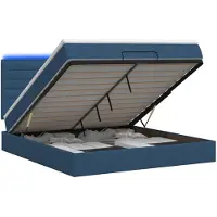 vidaXL Ottomanbed met matras en blauwe LED-verlichting, 140 x 200 cm, met stoffen bekleding