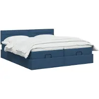 vidaXL Ottomanbed met matras en blauwe LED-verlichting, 200 x 200 cm, met stoffen bekleding