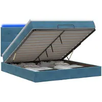 vidaXL Ottomanbed met matras en LED-verlichting, donkerblauw, 180 x 200 cm, fluweel