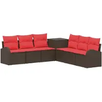 vidaXL Bankstel 7 st Bruin en Rood 124 x 62 x 69 cm