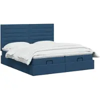 vidaXL Ottomanbed met matras en blauwe LED-verlichting, 180 x 200 cm, met stoffen bekleding
