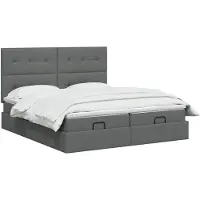 vidaXL Ottoman bed met matras met hoofdeinde 2 st Donkergrijs Stof