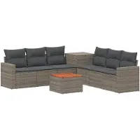 vidaXL Bankstel 8 st Grijs en Donkergrijs Poly Rattan en Staal
