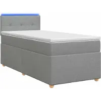 vidaXL Boxspringbed met matras, lichtgrijs, 90 x 200 cm, gestoffeerd