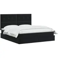 vidaXL Ottomanbed met matras en LED-verlichting, zwart, 140 x 200 cm, fluweel