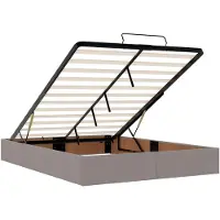 vidaXL Ottomanbed met matras en LED-verlichting, taupekleurig, 160 x 200 cm, stoffen bekleding