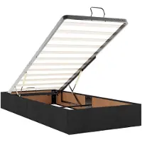 vidaXL Ottomanbed met matras en LED-verlichting, zwart, 180 x 200 cm, met stoffen bekleding