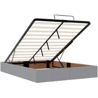 vidaXL Ottomanbed met matras en LED-verlichting, lichtgrijs, 160 x 200 cm, stof