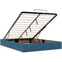 vidaXL Ottomanbed met matras en LED-verlichting, donkerblauw, 140 x 190 cm, fluweel