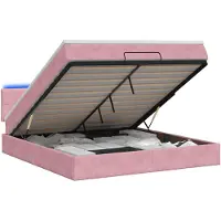 vidaXL Ottomanbed met matras en LED-verlichting, roze, 180 x 200 cm, fluweel